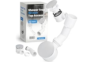 INSTALGURU Syfon do brodzików prysznicowych, syfon, 50 mm, oczyszczony od góry, syfon, odpływ brodzika, chromowana osłona, odpływ podłogowy, systemy kanalizacyjne