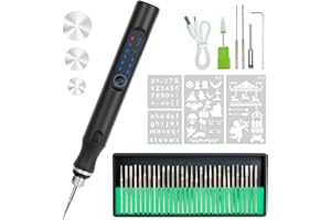 PTUI Stylo de Gravure Électrique avec 36 Bits– Graveur Rotatif Rechargeable USB sans Fil, Mini Outil de Gravure Portable pour Métal, Bois, Verre, Plastique, Bijoux et Pierre (Gris)