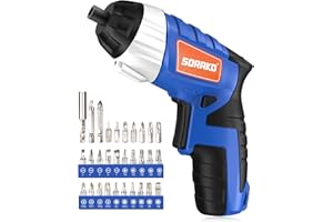 SORAKO Electric Screwdriver, 3.6V Cordless Screwdriver with 1300mAh Rechargeable Battery, 6N.m Max Torque, 180RPM, LED Light, Ideal for Small Tasks and DIY Projects