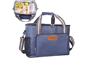 Phantasy 24L Kühltasche, Navy Blau Kühlbox Faltbar Groß Isoliert Faltbar Gefriertasche, Warmhaltetasche Lunchtasche Picknicktasche für Strand Picknick Camping BBQ