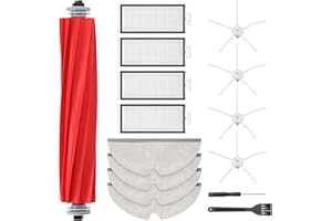 ISINLIVE Q7 MAX Ersatzzubehör Kompatibel mit Roborock Q7/ Q7+/Q7 MAX/ Q7 MAX + Staubsauger, 1 Hauptbürste, 4 Filter, 4 Wischtücher, 4 Seitenbürsten, 1 Bürstenreinigungswerkzeug -Für Roborock q7 max zubehör