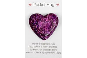 HBJSP Pocket Hugs Heart, Thinking of You Gifts, Keepsake Gifts for Women Friends, Go to University School Gifts, Positive Good Luck Gifts for Birthday Wedding Christmas Mothers Day Valentines (Rose Purple)
