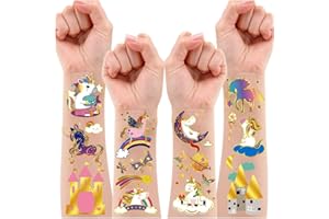 Leesgel Unicornio Tatuajes Niños, 120 Estilos Purpurina Tatuajes Temporales Pegatinas Unicornio para Relleno Piñata Unicornio Cumpleaños Niña, Regalos Fiesta Cumpleaños Infantil Colegio