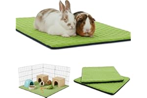 NEO SOLVO Lot de 2 Tapis Litière Polaire pour Cochon d'Inde et Lapin - Absorbant et Imperméable - Lavable - Cage et Enclos - 120 x 60 cm - Vert