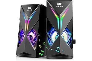 OR O R O W OROW PC Lautsprecher,10W RGB Gaming Lautsprecher für PCUSB-Betriebene,3.5mm Jack,Desktop Lautsprecher mit Buntem LED-Licht,Mini Computer Lautsprecher(S201)