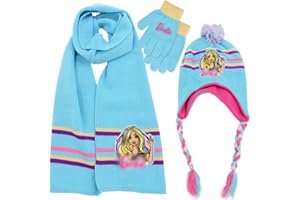CBOSNF Mütze Mädchen Winter 3 Pcs Kinder Mütze Schal und Handschuh Set,Zeichentrickfiguren Winter-Set Kinder Strickmützen für Kinder Mädchen 2 bis 8 Jahre