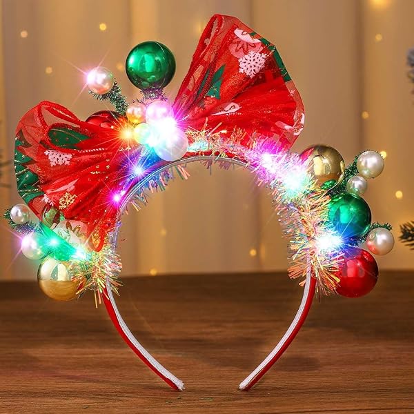 Lot De 2 Serre-têtes Bois De Renne Pailletés - Or Et Rouge, Avec Clochettes - Pour Noël, Halloween, Fêtes