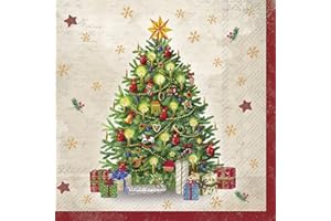‎IHR IDEAL HOME RANGE IHR Ideal Home Range - Servietten für Weihnachten FESTIVE TREE Weihnachtslieder Schneeflocken cream 20 St. Lunch-Servietten 33 cm x 33 cm