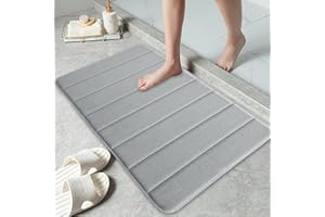 7VSTOHS Tapis de Bain en Mousse à Mémoire de Forme, Tapis de Salle Antidérapant Extra Doux, Tapis de Bain Super Absorbant, Tapis de Bain Lavable en Machine, Adapté la Salle de Bain, Chambre à Coucher