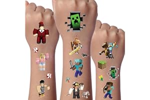‎YICOONUO Tattoo Kinder, 8 Blätter Minecraft & Roblox Temporäre Kinder Tattoos, Minecraft Temporäre Tattoos Set, Wasserdichte Roblox Kindertattoos, Kinder geburtstags geschenk Party dekoration
