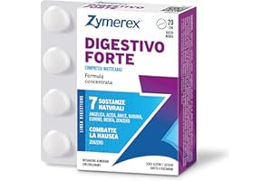 Zymerex - Digestivo Forte | 20 compresse masticabili | Acidità gastrica | Nausea | Gonfiore addominale | Gusto menta | Senza glutine e lattosio