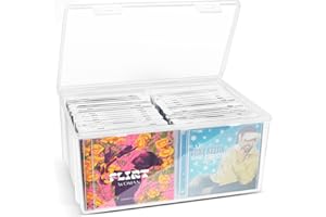 CollectHall Caja de almacenamiento de plástico para CD, almacena más de 40 CD, caja de almacenamiento transparente para CD y DVD