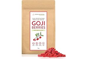 SPRING BLOSSOM 1KG 100% Natural Goji Berries from Tibetan Plateau, Large RAW & Sun-Dried, Pure Wolfberry Fruit Snack, No Additives, Pesticides, Sulphites, Non-GMO, Gluten-Free, Vegan Healthy Superfood
