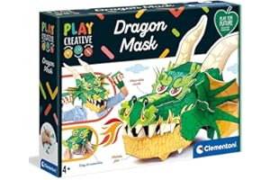 Clementoni Play Creative Big Mask Dragon, Made in Italy, Play for Future, Maschera Tridimensionale in Cartone, Gioco Creativo per Bambini dai 6 Anni, 18578