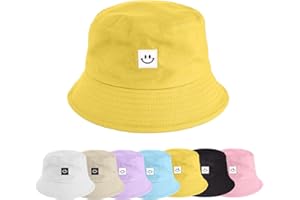 UMIPUBO Cappello Pescatore Pieghevole Bucket Hat Cotone Donna Uomo, Protezione del Sole Cappelli Faccia Sorridente Cappellino 56-58cm