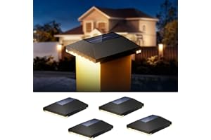 JACKYLED Solar Post Light for 7×7 9×9 10×10 CM, IP54 Waterproof Solar Fence Lights, Auto Dusk to Dawn Post Lights for Mailbox, Garden, Driveway (4Pack)