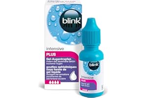 Blink Intensive Plus Gel-Augentropfen - Lindern das dauerhafte Gefühl trockener Augen - mit Hyaluronsäure, zur Verwendung mit Kontaktlinsen geeignet, 10 ml