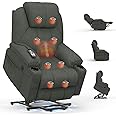 BareTay Recliner Armchair Lift Chair For the Elderly, Power Recliner Chair with Massage & Heat, Extended Footrest, Type C+USB Ports, 2 Cup Holders, Dual Side Pockets Reclining Chairs Lounge Sofa