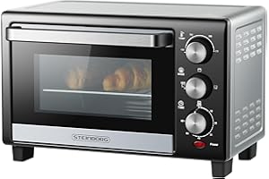 STEINBORG Mini piekarnik o pojemności 15 litrów | 1200 W | 3 w 1 | blacha na okruchy | Grzejnik górny/dolny | Wolnostojący | 60 minut timera