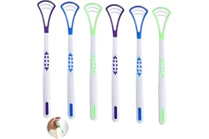 HSTIALVING Lot de 6 Gratte-Langue 2 en 1 pour Adultes et Enfants, Gratte Langue Brosse à Langue Nettoyeur de Langue Tongue Scraper pour éliminer la Mauvaise Haleine Améliore Votre Hygiène Buccale