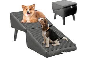 GENERISCH Rampa dla psów – schody dla małych psów i dużych psów – składane schody dla kota – na łóżko, sofę – platforma lądowa zamyka się bezproblemowo – rampa dla składana, taboret