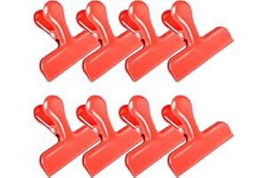 Artcut 8 Pack Bulldog Clips, 3 Inch Wide Binder Clips, Stainless Steel Metal Clips for Organizing Files, Photos, Bags, Papers, Clips Clamps, Bulldog Clips Large Heavy Duty, Drawing Board Clips, Red