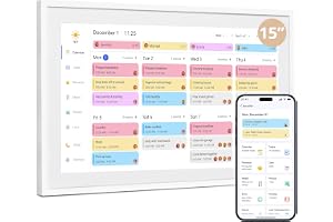 Dragon Touch 15,6 tums digital kalender för vägg – 1 920 x 1 080 FHD, elektronisk väggkalender, familjeplanerare med minne och vägghållare, pekskärm, intelligent bordskalender