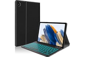 JUQITECH Backlit Keyboard Case for Samsung-Galaxy-Tab A8 10.5 2022 Smart Soft Case with Bluetooth Keyboard for Galaxy Tab A8 10.5" SM-X200/X205/X207 Detachable Wireless Keyboard Tablet Cover, Black