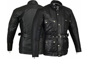 Bikers Gear Australia Classic Vintage Style Waxed Trail Blazer Leather Retro Motorcycle Jacket with CE1621-1 5 Piece Removable Armour