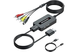 SUNNATCH Câble convertisseur HDMI vers S-Vidéo RCA avec S-Vidéo + Câble HDMI, Adaptateur Svideo HDMI vers Composite AV CVBS Convertisseur HDMI vers S-Video RCA