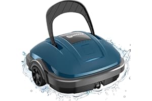 WINNY POOL CLEANER Robot Limpiafondos Piscina Electrico sin Cable para Aspirador de hasta 80m², Robot Limpiafondos Piscina con Motores de Doble Tracción, 100 Mins Estacionamiento Automático Azul