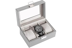 ProCase Pudełko na zegarek dla mężczyzn, 3-przegródkowe etui ze skóry PU, organizator na zegarek walentynkowe