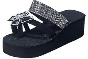Sandales Femme Compensées Cristal Noeud Strass été Mode Avec Support de Orthopédique Tongs de Plage et Claquettes de Piscine Plage Sandales Mousse de Yoga Piscine Chaussures
