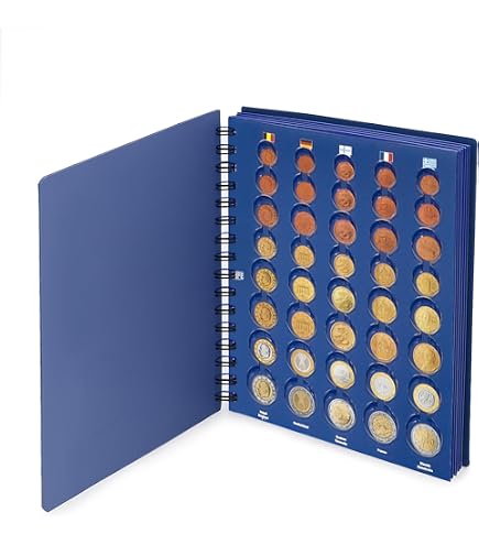 Álbum De Colección De Monedas De Euro – 5 Páginas Con 5 Hojas Preimpresas Para 1 Céntimo A 2 € – Incluye Vaticano, San Marino Y Andorra