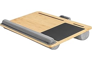 RICOO Coussin pour Ordinateur Portable avec Tapis de Souris et Repose-Poignets LA0035 Support Laptop Plateau de Genoux Aspect Bois Accessoires pour Notebook