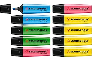 Surligneur STABILO BOSS ORIGINAL - Pack x 10 surligneurs fluo - coloris assortis