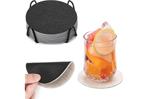 Chitomars Sottobicchieri in Pelle Set di 12, Antiscivolo Impermeabile Sottobicchiere Rotonde Lavabili Bifacciale Sottobicchieri per Caffè, Bar, Ristoranti, Ufficio e Altro (Crema Nero, Rotonde)