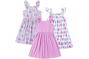 PATPAT Multipack Vestidos para Niñas Pequeñas Sin Mangas con Rayas de Flamenco Vestidos Casuales para Niñas Pequeñas
