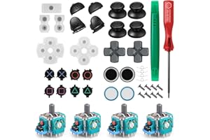 YOUNG WOLF Controller Thumbsticks Ersatzpads Komplettes Set Kompatibel mit PS4 Enthält L1 R1 L2 R2 Triggerfedern und leitfähige Gummi-Pad Taste Reparatur Ersatzteile