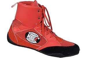 MNEX PRO FIGHTING LIMITED Boxing Wrestling Shoes Boxing Trainers Fight Footwear Cool Dry for Training Fighting Exercise Fitness MMA Muay Thai Martial Arts Rubber Sole Lace Up Black and Red Kids and Adult