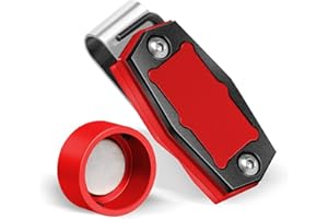 PULUOLE Magnetic Pool Chalk Holder, Portable Pool Cue Chalk Holder with Fixed Clip, Red Snooker Chalk Holder, Aluminum Alloy Snooker Accessories，Fits Standard Round Pool Chalk