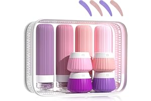 Marjoramy 8 Pack Botellas De Viaje Silicona,Botes Rellenables Viaje,Juego De Botellas De Viaje Con Bolsa Transparente Y Etiqueta Para Champús Lociones Y Artículos De Tocador a Prueba De Fugas (Rosa)