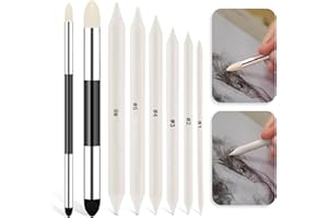 SALBSEVER 8 Stück Zeichnen Bleistift Papierwischer Blender Stifte Künstler Mischschwamm Stift Dual-Tip Künstler Professionelle Mischstümpfe Und Tortillions Wiederverwendbare Zeichenkunst Mischwerkzeuge Skizzen