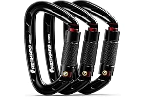 ‎FRESKARO FresKaro 25kN Karabiner Klettern, CE Zertifiziert, Twistlock, Groß 10cm, Schnellverschluss und Schwerlast, Es Könnte max 2550kg Halten, Anzug zum Bergsteigen, Abseilen, Hundeleinen, Schwarz und Grau
