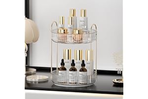 UNICOMVSX Rotierender Make up Organizer für den Schminktisch, Drehbare Kosmetikaufbewahrung(2 Stufe, Transparente)