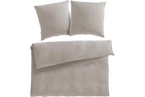 Pure Label Musselin Bettwäsche 200x200 cm mit Kissenbezug 2er Set 80x80 cm aus 100% Baumwolle - Traumhaft weiche, kuschelige Bettwäsche-Sets in Taupe