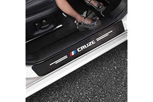 SYMILOV 4 pièces Autocollants Protection Seuil Porte de Voiture pour Chev-rolet Cruze 2012 2017 2019, Accessoires de décoration de Plinthes Auto en Fibre Carbone de Anti-Rayures,Black