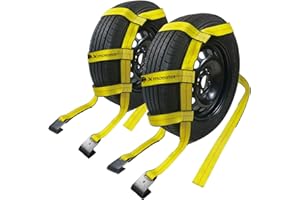 X MONSTER 2 Pack Tow Dolly Basket Straps With Flat Hook, 10000 lbs Working Capacity, Car Wheel Strap Tire Bonnet Net Fits 14"-19" Tires, Auto Universal Vehicle Car Dolly Accessories