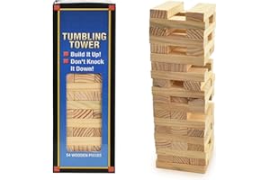 HMN 54 Pcs Large Tumbling Tower Game Stacking Brick Blocks For Adults, Great Family, Party, Board Game