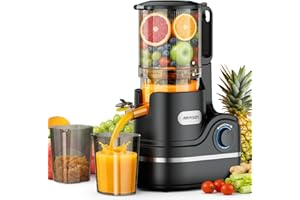 AIRMSEN Juicer Machines, 147MM Wide Chute Cold Press Juicer for Whole Fruit and Vegetable, 2.1L Auto-Feed Time-Saver, 7+1-Stage New Upgraded Auger Slow Masticating High Yield, Easy to Clean Black
